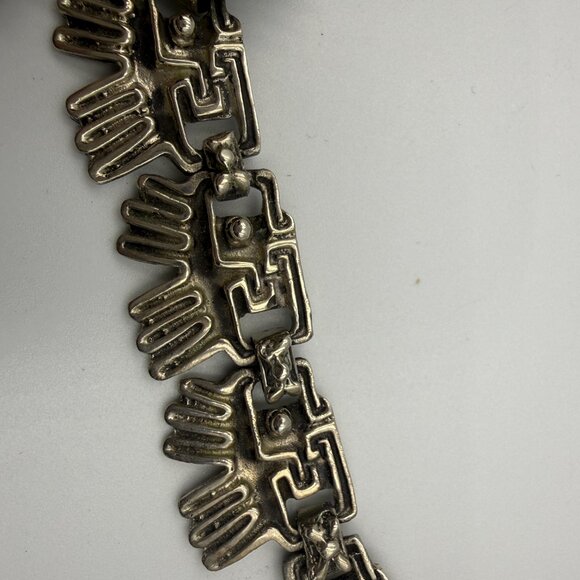 Heavy Sterling Silver Taxco Mexico Eagle Warrior Necklace Carved Amethyst Face - Picture 6 of 6